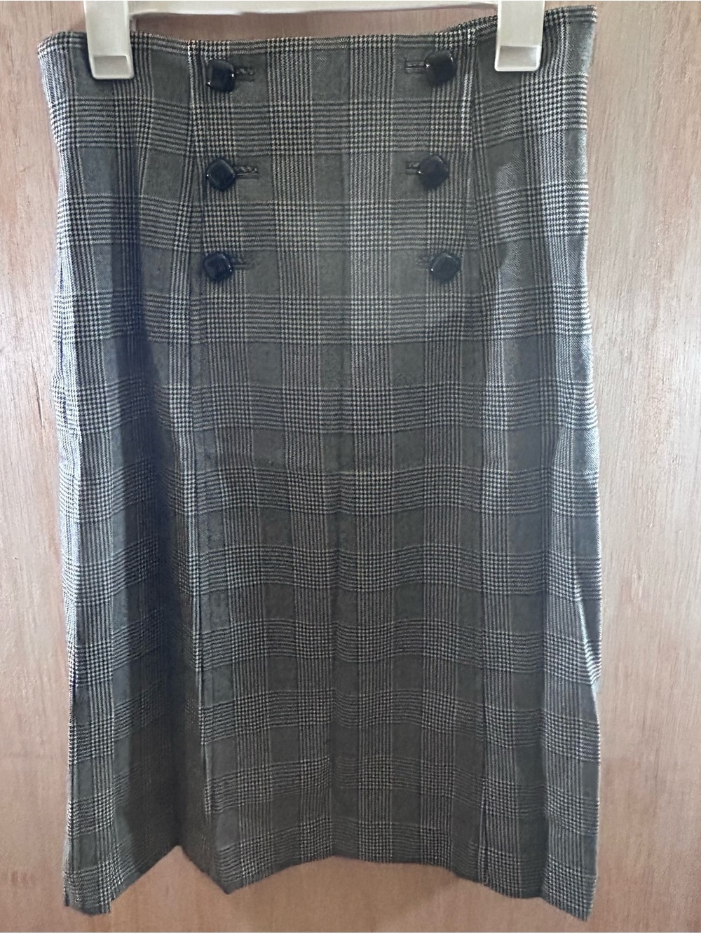 Banana Republic Gray Glen Plaid Double-Breasted Midi Skirt